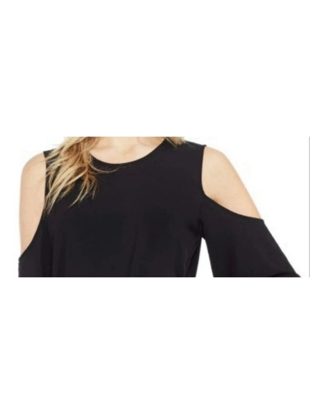 Mossimo‎ Cold Shoulder Bell Ruffle Sleeve Blouse Black Size M Gauzy